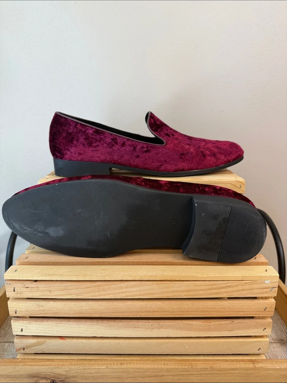 Amali Cranberry Velvet Loafers 13